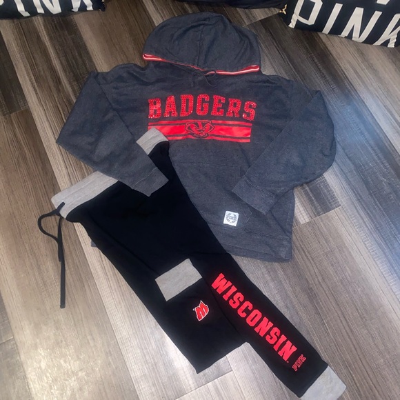 PINK Victoria's Secret Sweaters - Wisconsin Badgers Hoodie and Joggers Set